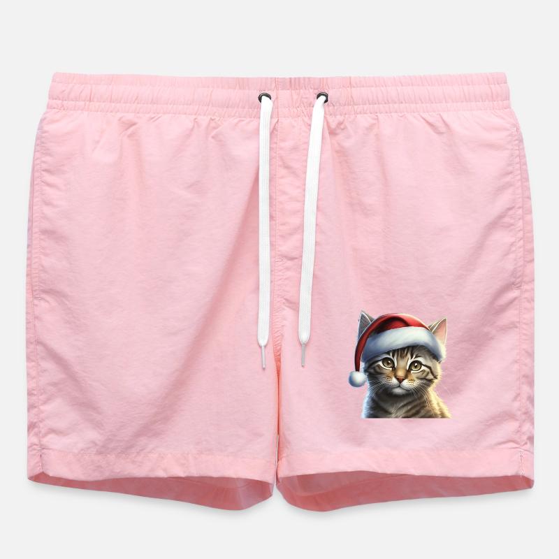 Chaton avec bonnet de Père Noël - Short de bain - rose