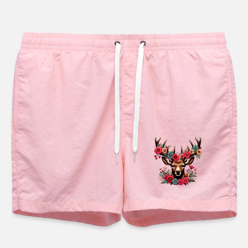 Cerf avec des fleurs - Short de bain - rose