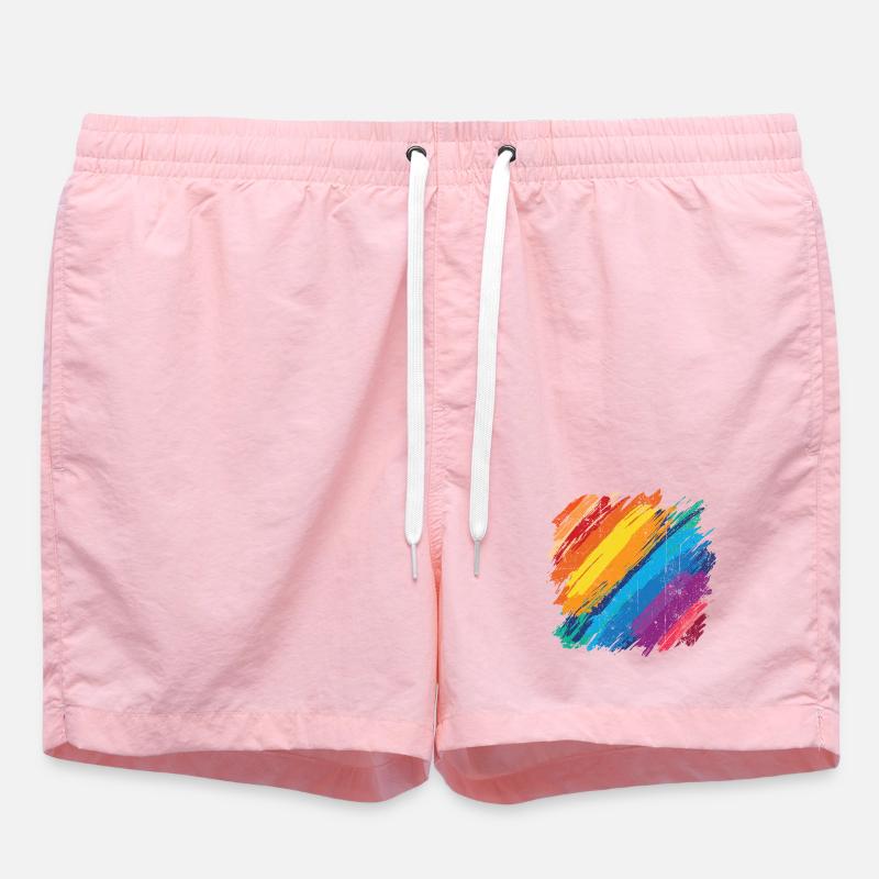 Vibrant Rainbow Brush Stroke Artwork - Short de bain - rose