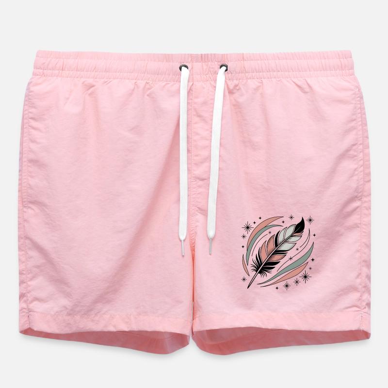 Boho Soul Feather - Swim Trunks - pink