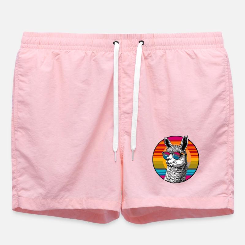 Llama Retro Sunset - Short de bain - rose