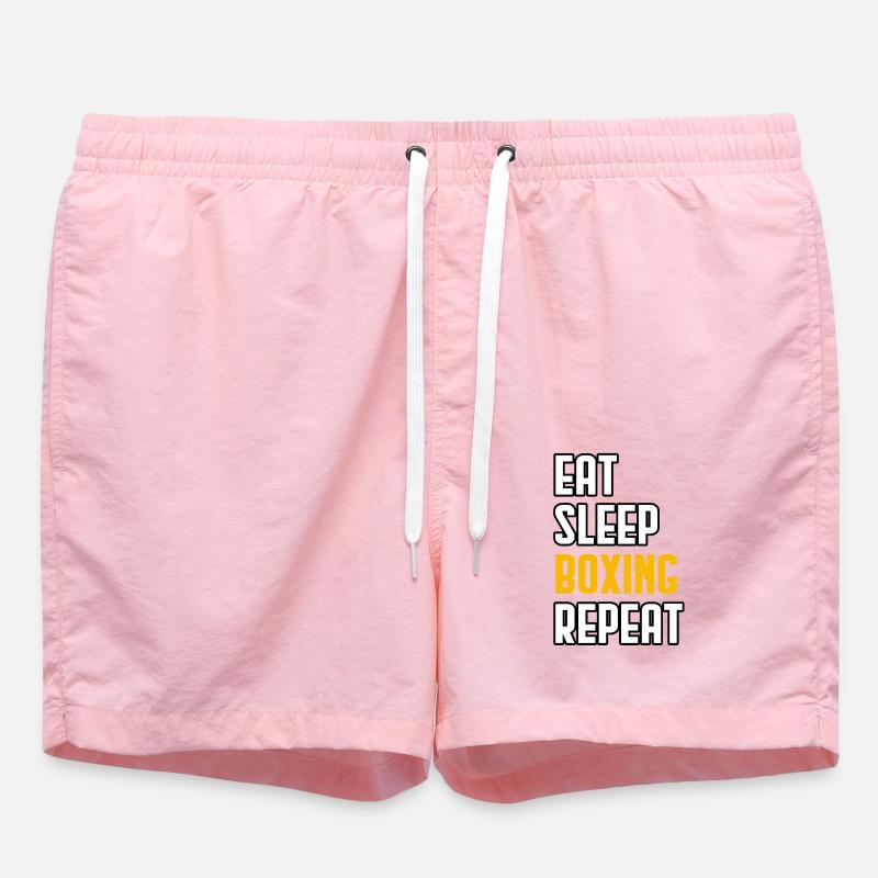 Eat Sleep Boxing Repeat - Swim Trunks - pink