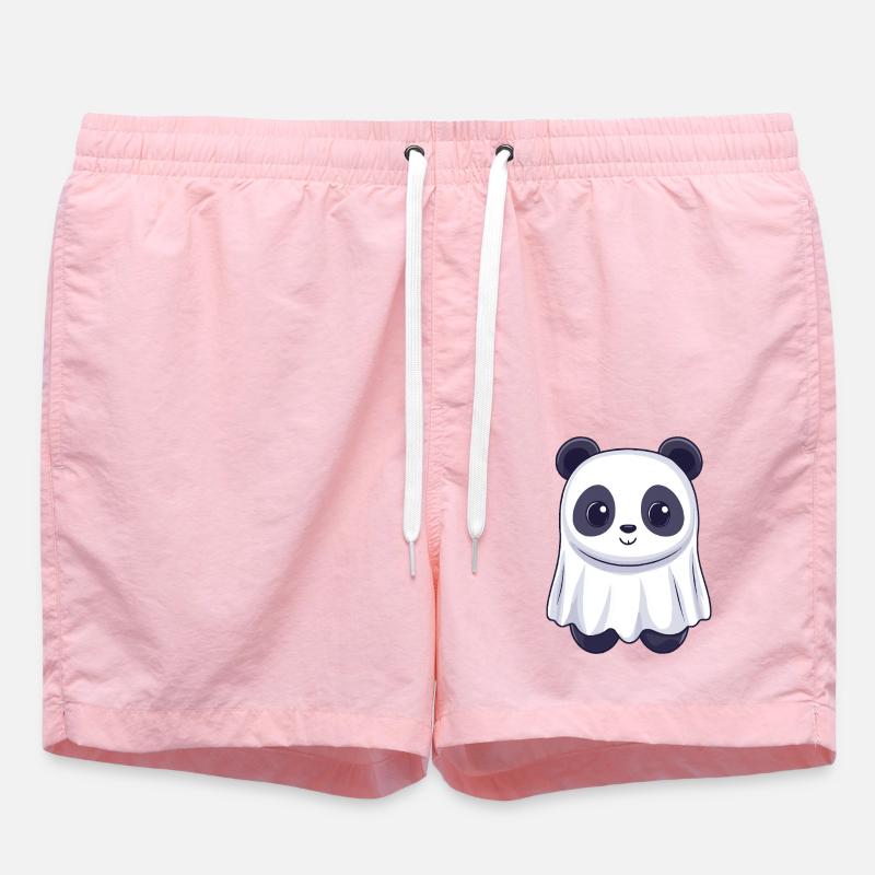 Panda Halloween Comic Ghost - Swim Trunks - pink