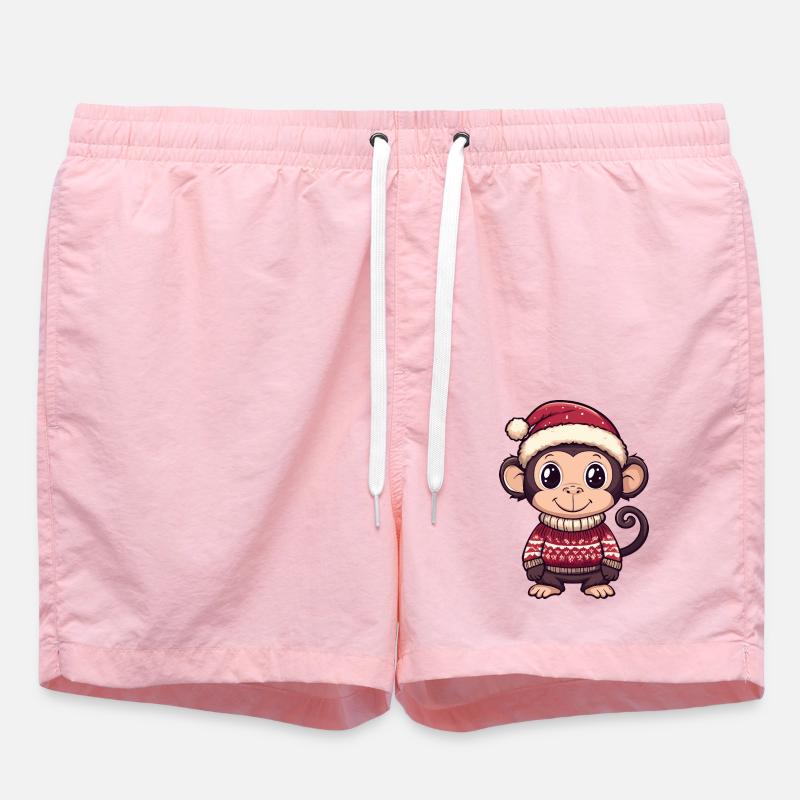 Monkey Christmas Comic - Swim Trunks - pink