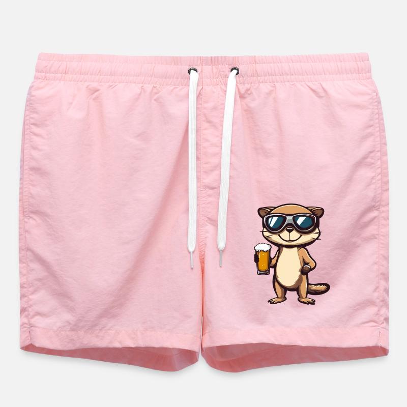 Erdmännchen Apres Ski Bier Comic - Badeshorts - Pink