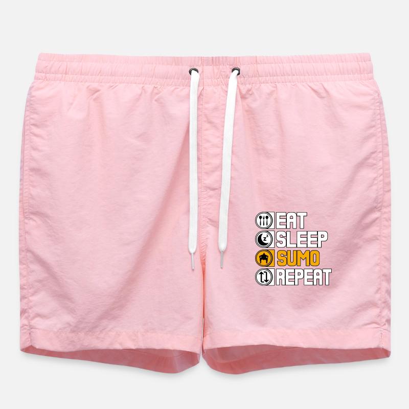 Eat Sleep Sumo Repeat - Swim Trunks - pink