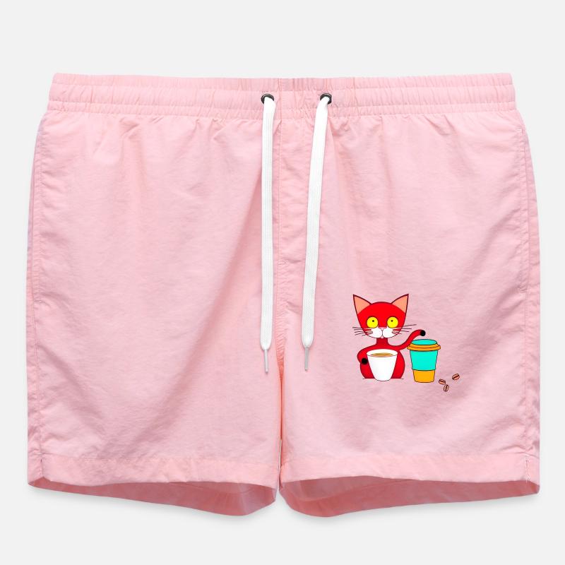 chat et café - Short de bain - rose