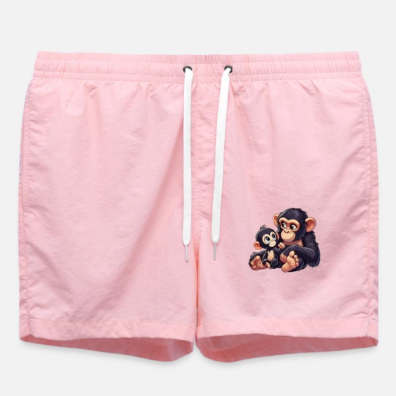Schimpansenmutter mit Kind - Badeshorts - Pink