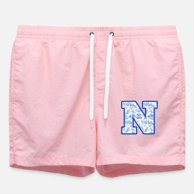 Letter n blue chinoiserie - Swim Trunks - pink