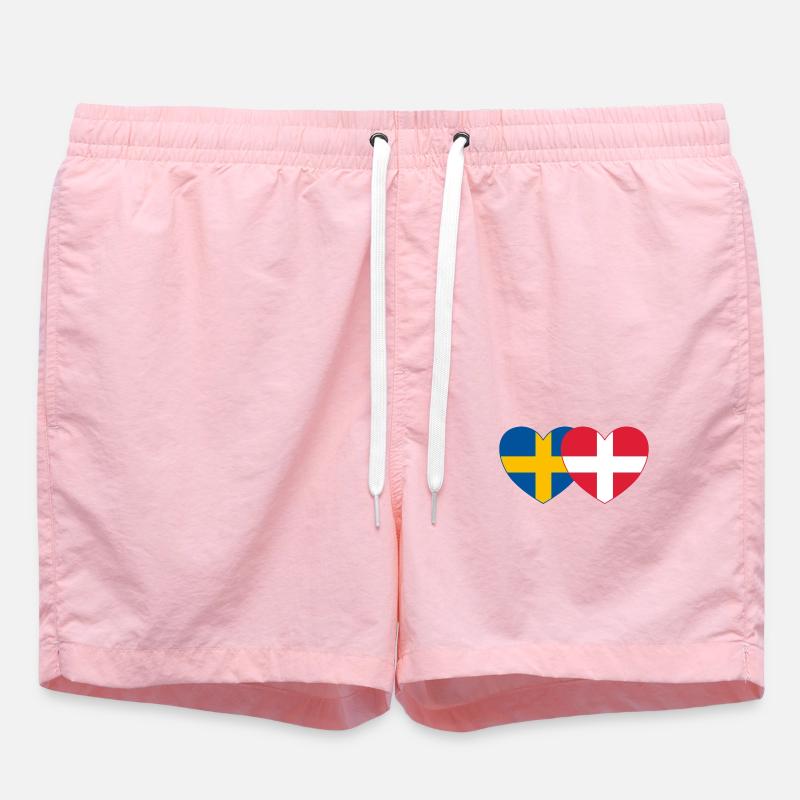 Suède Danemark Drapeau Coeur - Short de bain - rose