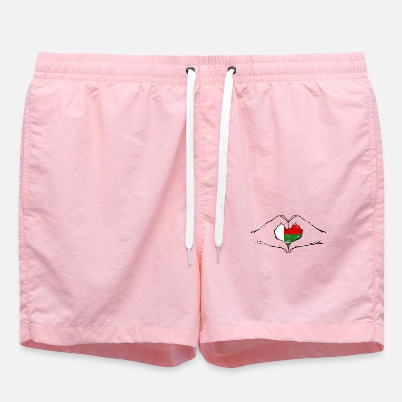 Madagascar flag heart shape used - Swim Trunks - pink