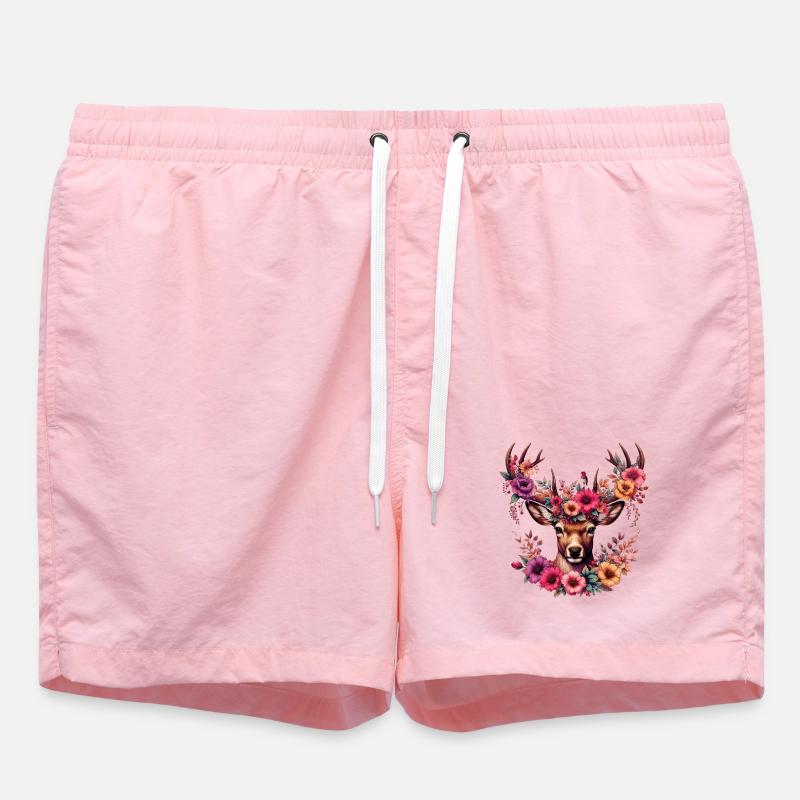 Cerf avec des fleurs - Short de bain - rose