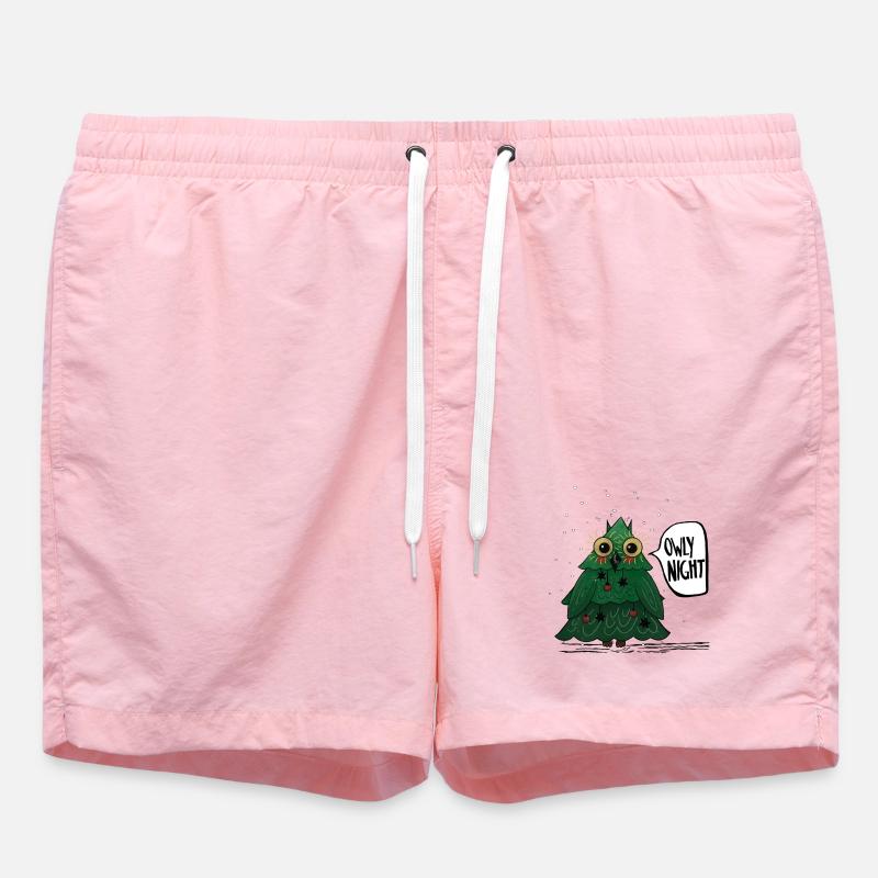 Owly Christmas Night Weihnachtsbaum Eule - Badeshorts - Pink