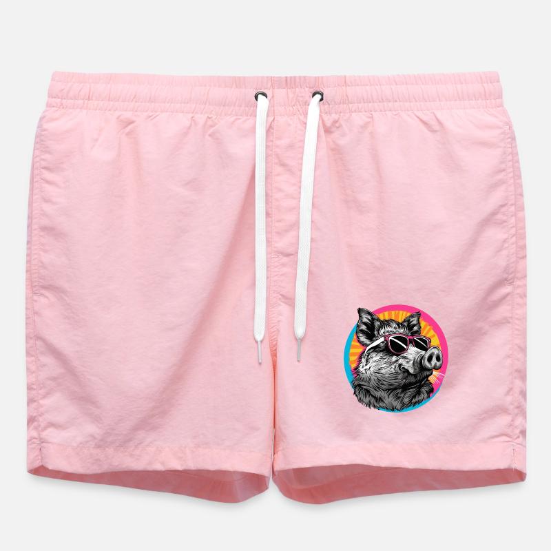 Sanglier cool avec lunettes de soleil - Short de bain - rose