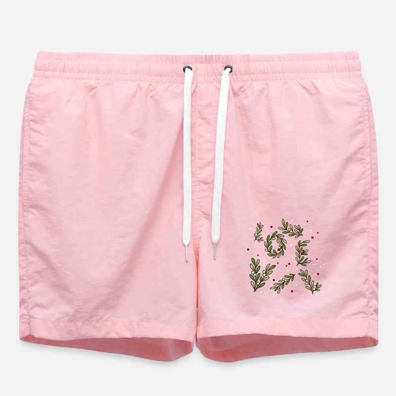 Christmas branch pattern with berries - Swim Trunks - pink