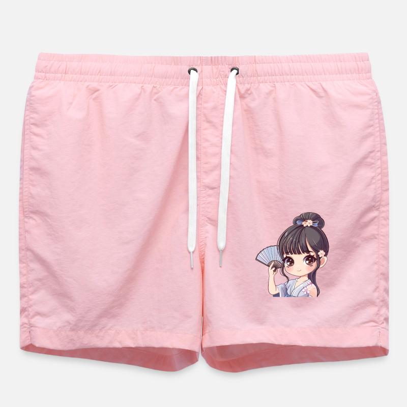 Fille d’anime avec ventilateur - Short de bain - rose