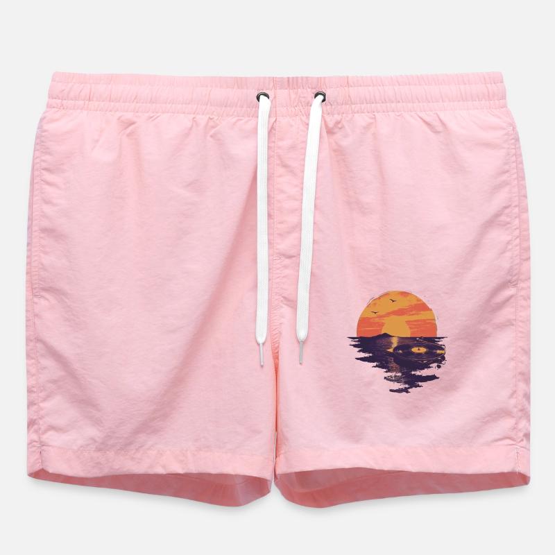 Sunset Vinyl Retro Charm - Swim Trunks - pink