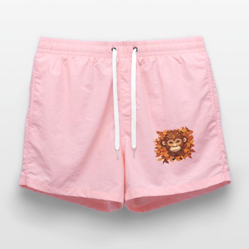 Herbstlicher Affe oder Schimpanse aus Blättern Badeshorts