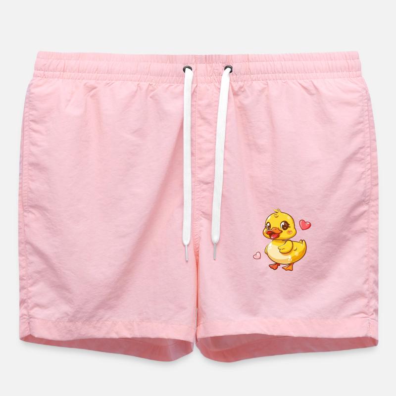 Süßes Entchen Mit Herzchen - Badeshorts - Pink