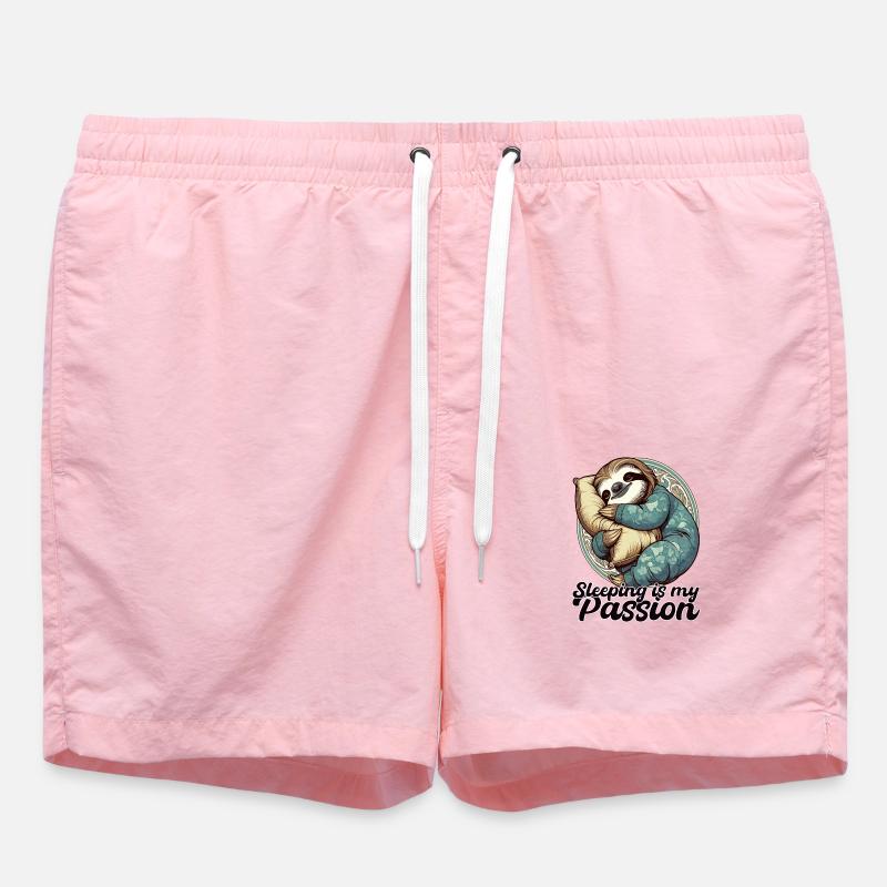 Sloth Sleeping Passion Gift - Swim Trunks - pink