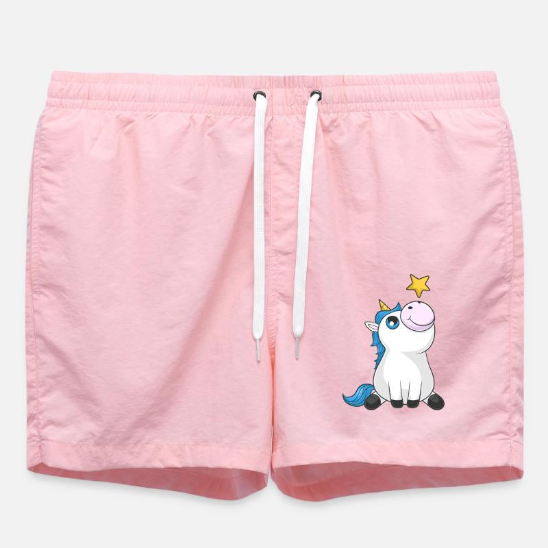 Süßes Comic Einhorn - Badeshorts - Pink