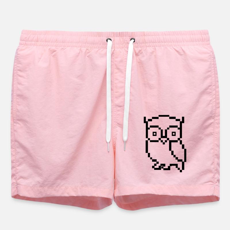Hibou Pixel - Short de bain - rose