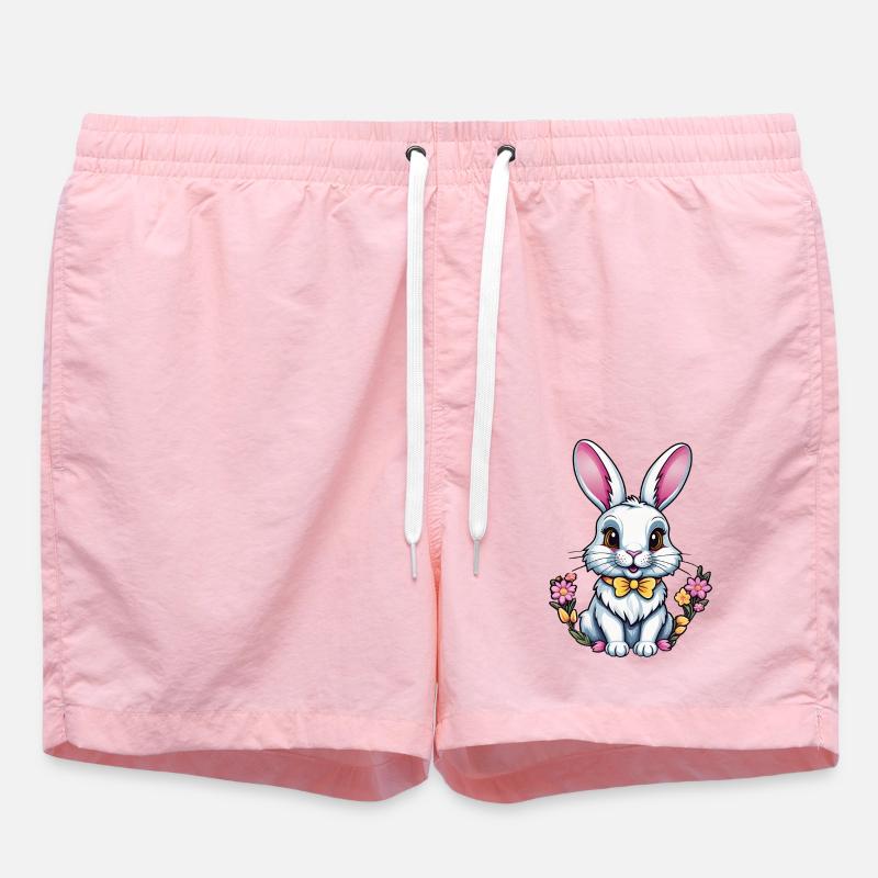Bunny with flowers - Swim Trunks - pink