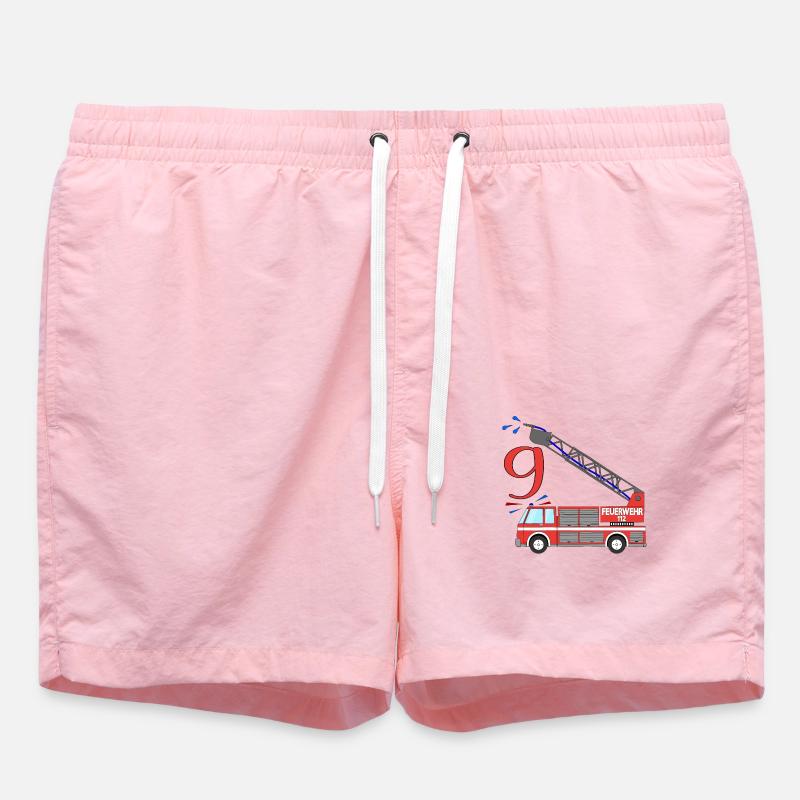 Fire engine 9th birthday - Swim Trunks - pink