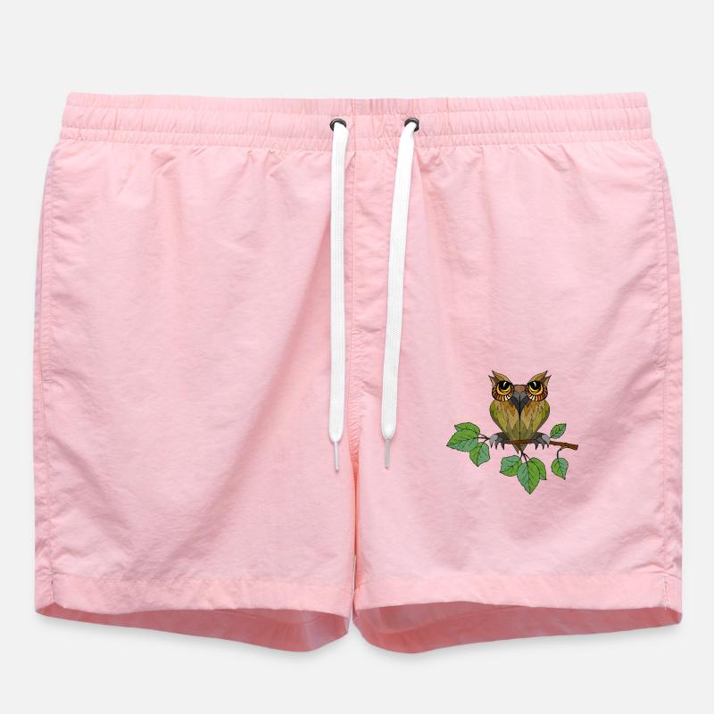 Eule Vogel - Badeshorts - Pink