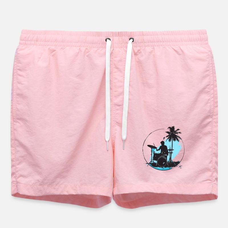 Drummer Drawing - Swim Trunks - pink
