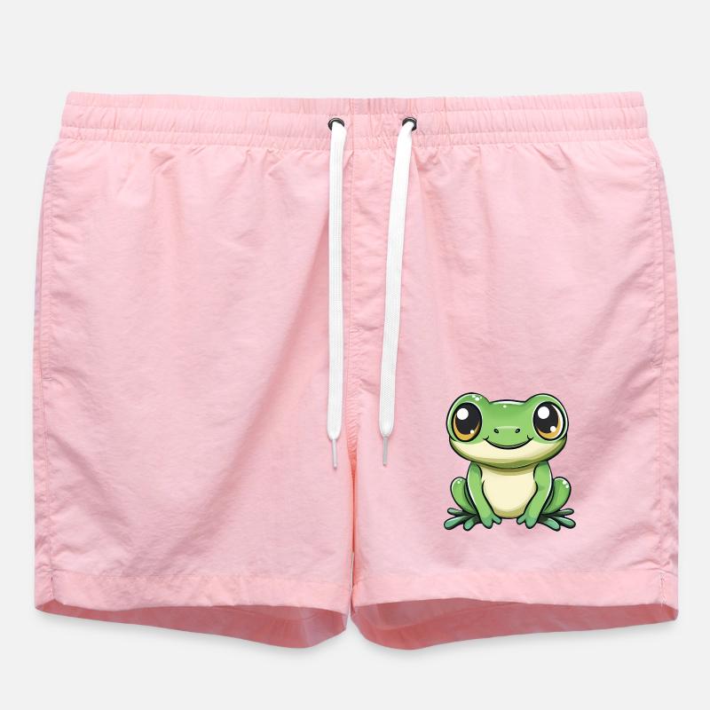 mignon grenouille - Vert - Design joyeux. - Short de bain - rose