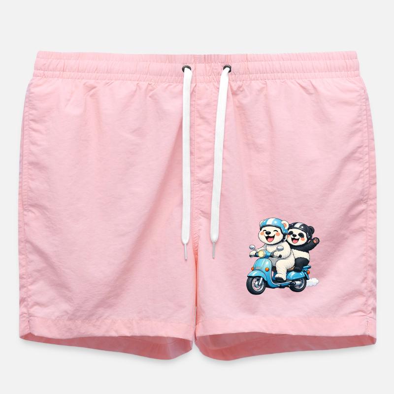 Eisbär und Pandabär auf einem Roller - Badeshorts - Pink