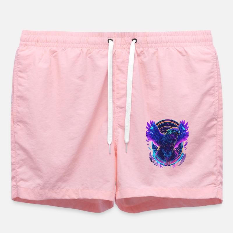 Flying Eagle Synthwave - Swim Trunks - pink