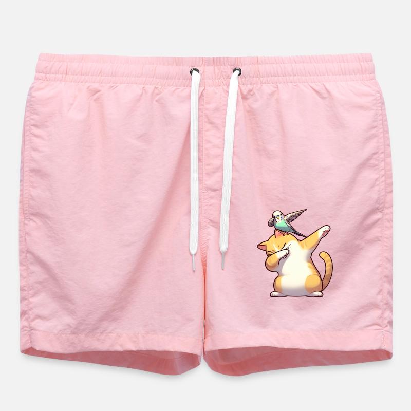 Chat et perruche dabbing mignon - Short de bain - rose