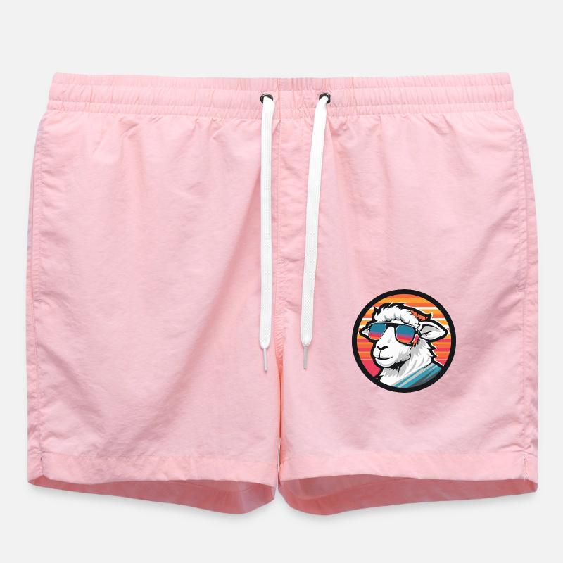 Sheep Comic Cool Summer - Swim Trunks - pink