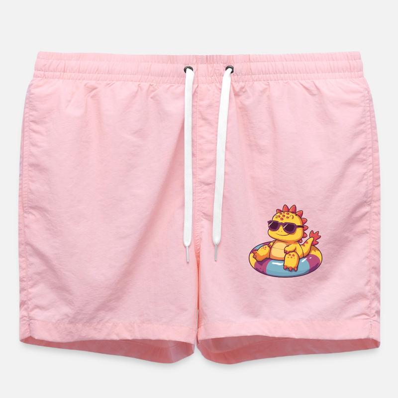 Dinosaur Stegosaurus Comic Cool - Swim Trunks - pink