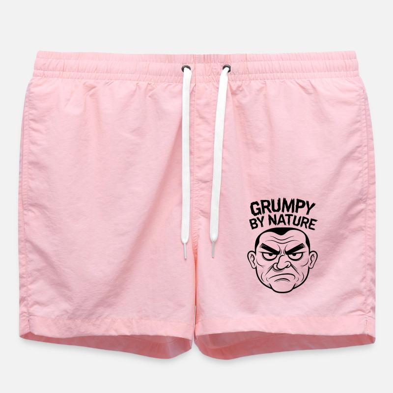 Grumpy and bad-tempered, angry face - Swim Trunks - pink