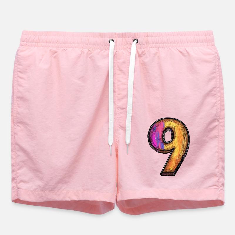 9 Symbole numérique - Short de bain - rose