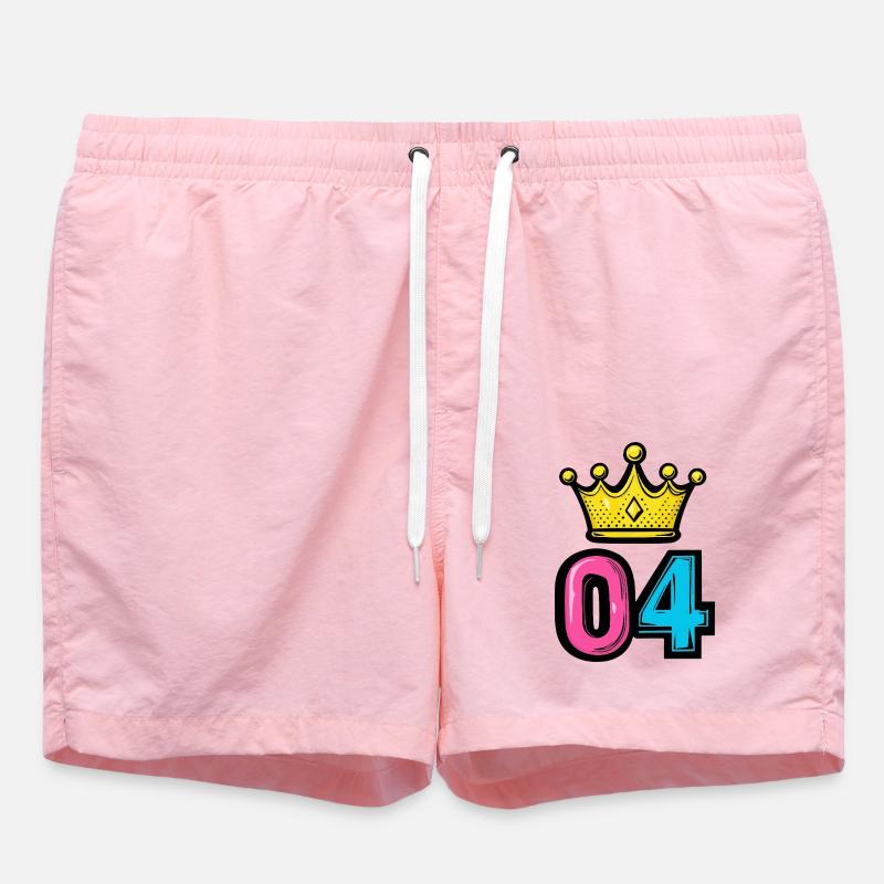 4 Number Crown - Swim Trunks - pink