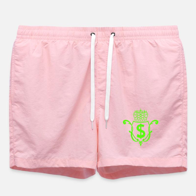 Crown Dollar Emblem - Swim Trunks - pink