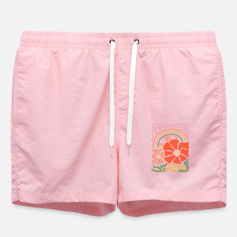 Blumen Regenbogen Statement Retro Stil - Badeshorts - Pink