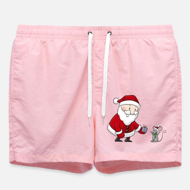 Süßer Comic Weihnachtsmann - Badeshorts - Pink