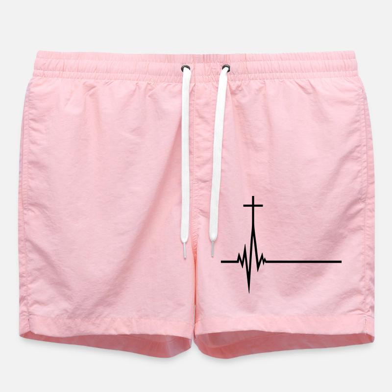 Pulse frequency life pulse beat heart beat jesus c - Swim Trunks - pink