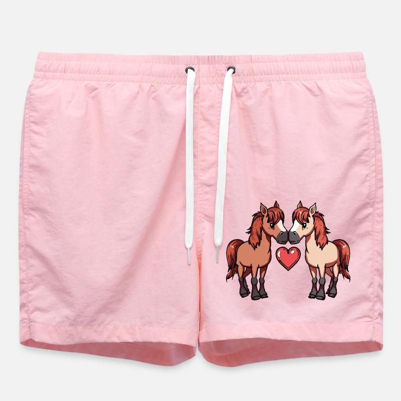 Couple de chevaux Saint-Valentin - Short de bain - rose