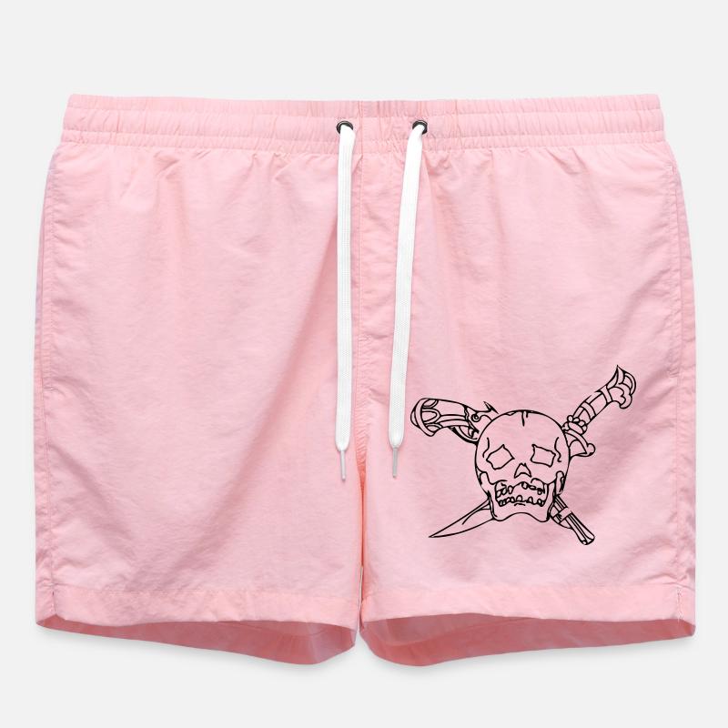 skull - Swim Trunks - pink