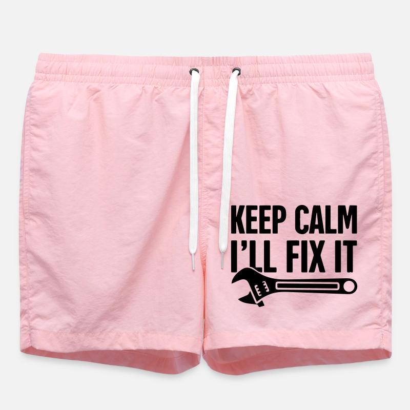 keep calm ill fix it - Swim Trunks - pink