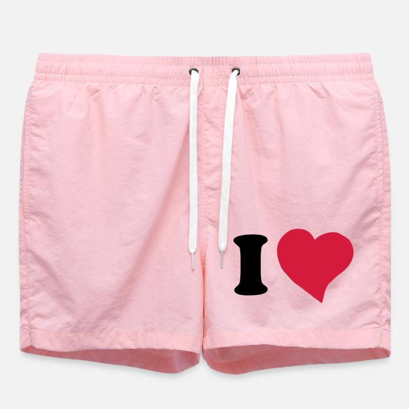 I love - Ich Liebe - Badeshorts - Pink