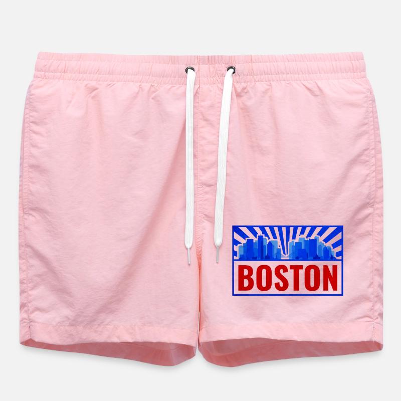 Boston Skyline Rétro Rouge Bleu - Short de bain - rose