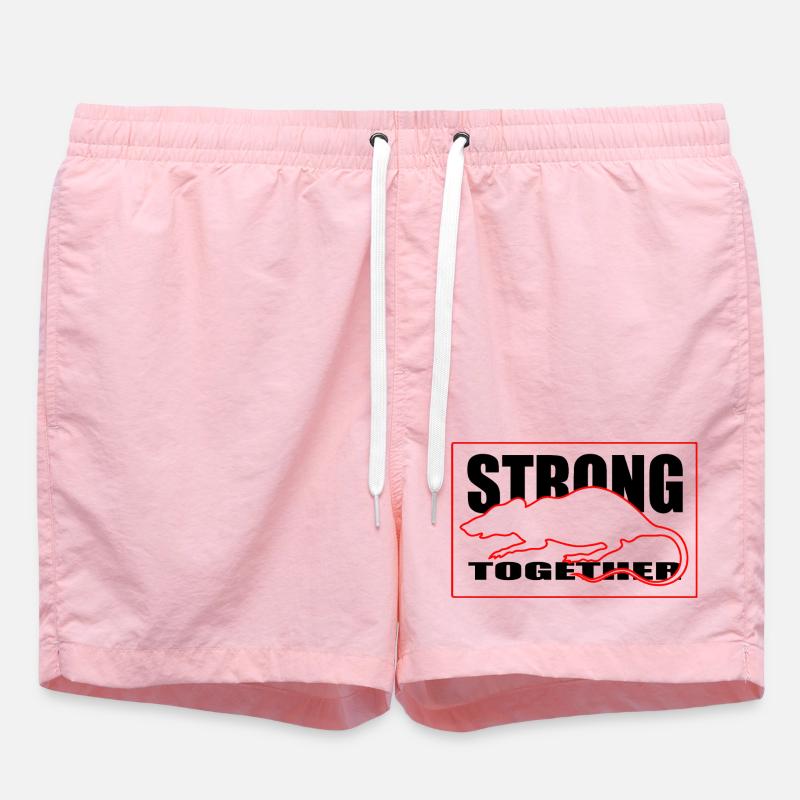 Unity Rodent Silhouette Graphic Tee Red and Black - Swim Trunks - pink