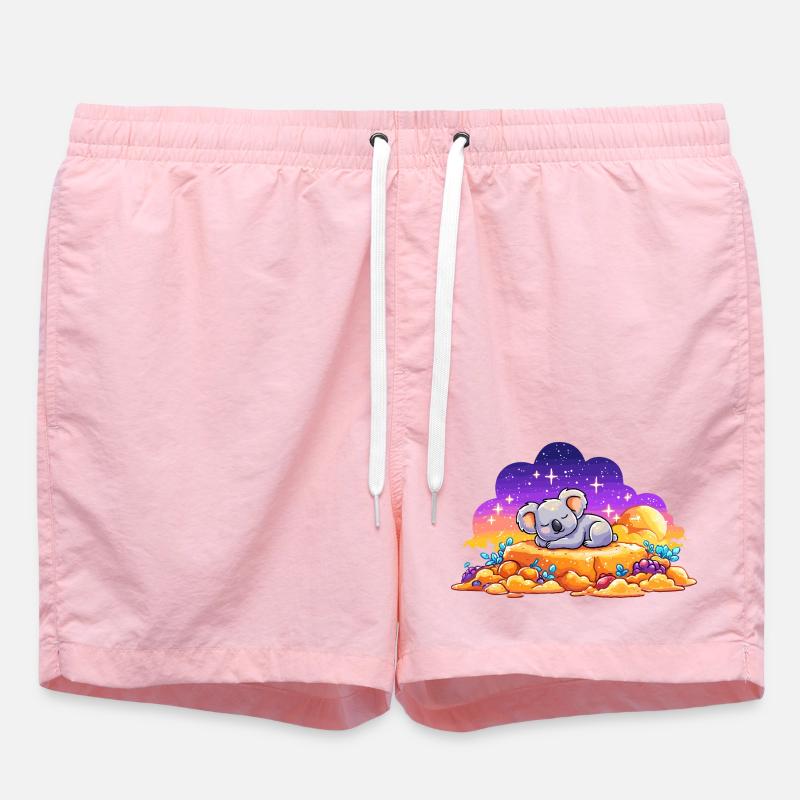 Sleeping koala on glowing rock - Swim Trunks - pink